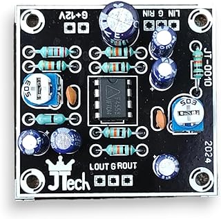 2 Channel Stereo Gainer with Noise Filter | USB-AUX-TV-DTH- For Use with Mobile Amplified Signals | Sound Booster for Low Volume | 12V DC | Individual Gain Adjustment Control 4558IC Model