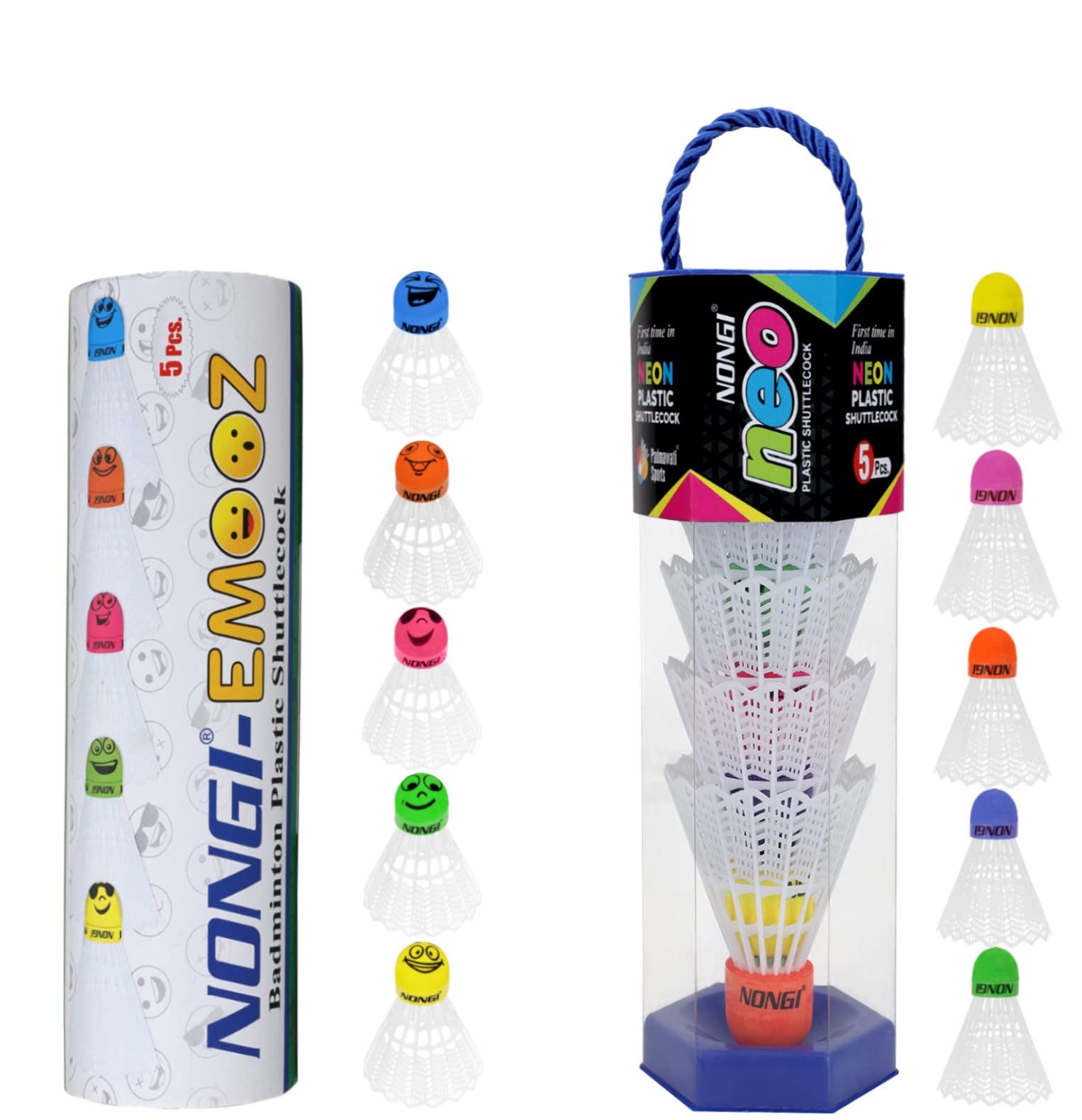 Badminton Plastic Shuttlecock Combo Pack of 10 shuttles (5 Emooz White Plastic shuttles & 5 Neo White Plastic Shuttlecock) for Indoor, Outdoor Badminton Sports Speed - Medium 77 (B0C14DB971) Amazon Price History, Amazon Price Tracker