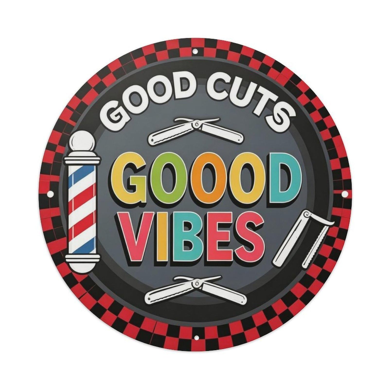 Barber Shop Good Cuts Good Vibes Metal Tin Sign Plaque