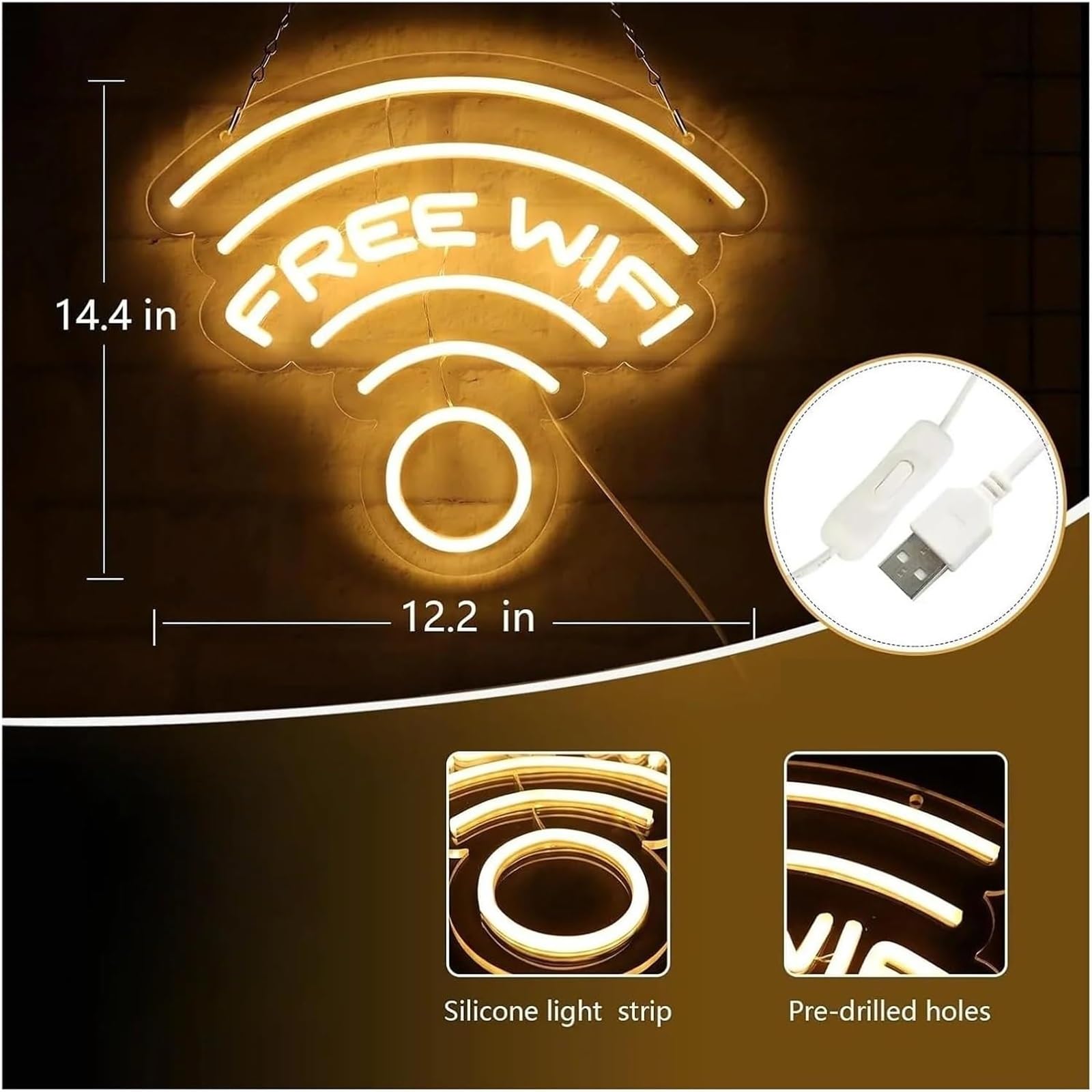 lampe au néon Enseigne lumineuse LED « Wi-Fi gratuit » pour magasin, café, bureau, restaurant