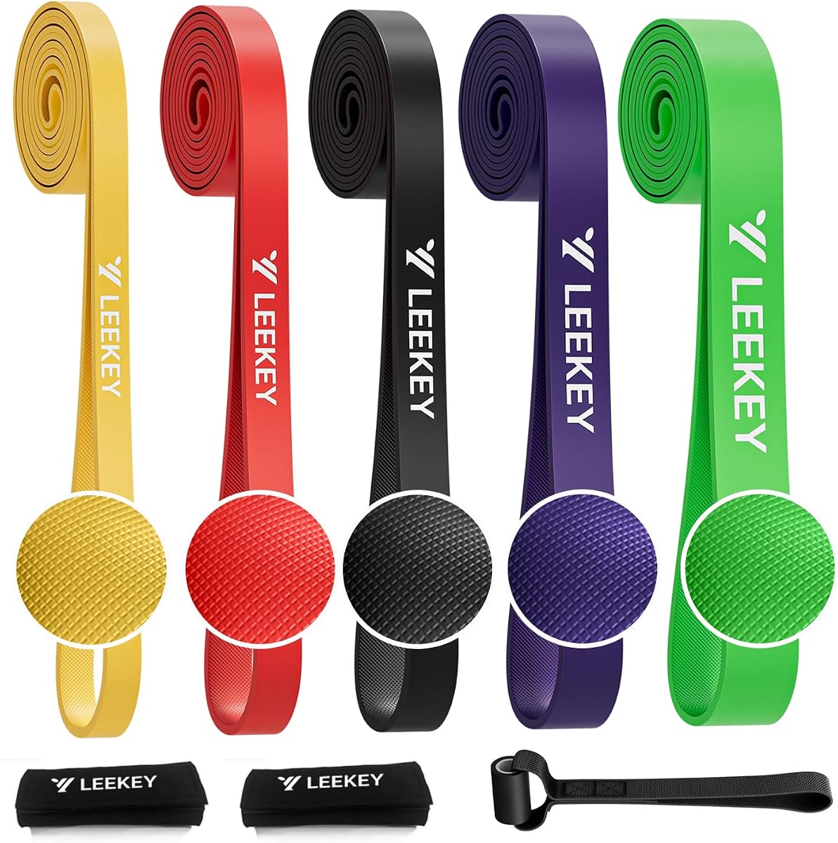Bandas de asistencia para dominadas de 5 niveles Entrenamiento de cuerpo completo | Bandas de resistencia con agarre, anclaje de puerta, fisioterapia, entrenamiento de gimnasio en casa, bandas de fuerza para personas mayores/adultos