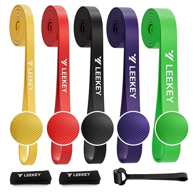 LEEKEY Resistance Bands Exercise Bands with Handles Pull Up Assist Bands - Band Set with Door Anchor -