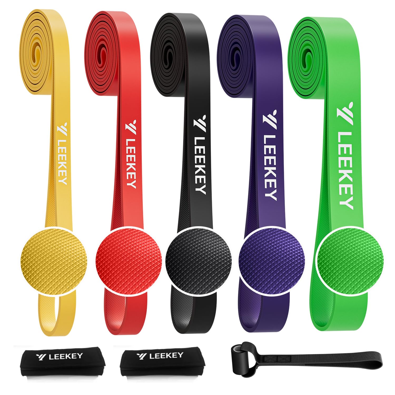 LEEKEY Resistance Bands Exercise Bands with Handles Pull Up Assist Bands - Band Set with Door Anchor -