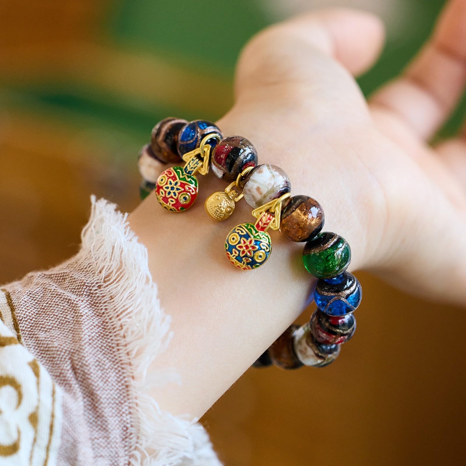 Armband Damen Unisex Multicolor Perlen Armband, Fünf-Farben Kette Für Männer Und Frauen-farbe-14mm