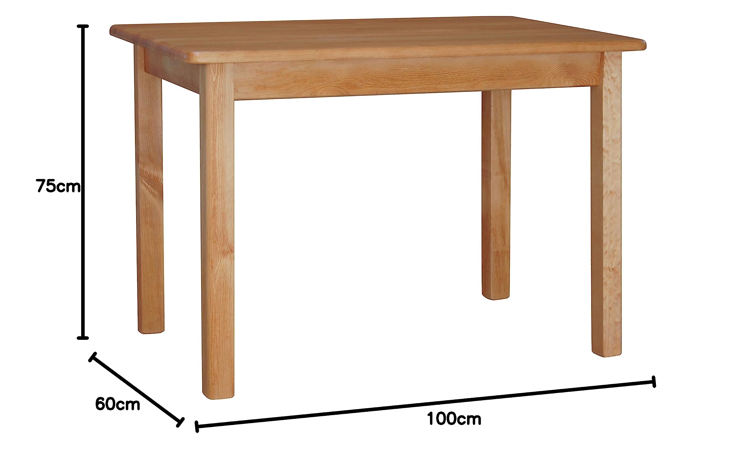k koma Massiver Esstisch aus Kiefernholz – 100 x 60 cm, ideal für Küche, Esszimmer oder Restaurant – Direkt vom Hersteller, NEU (Erle Farbe)