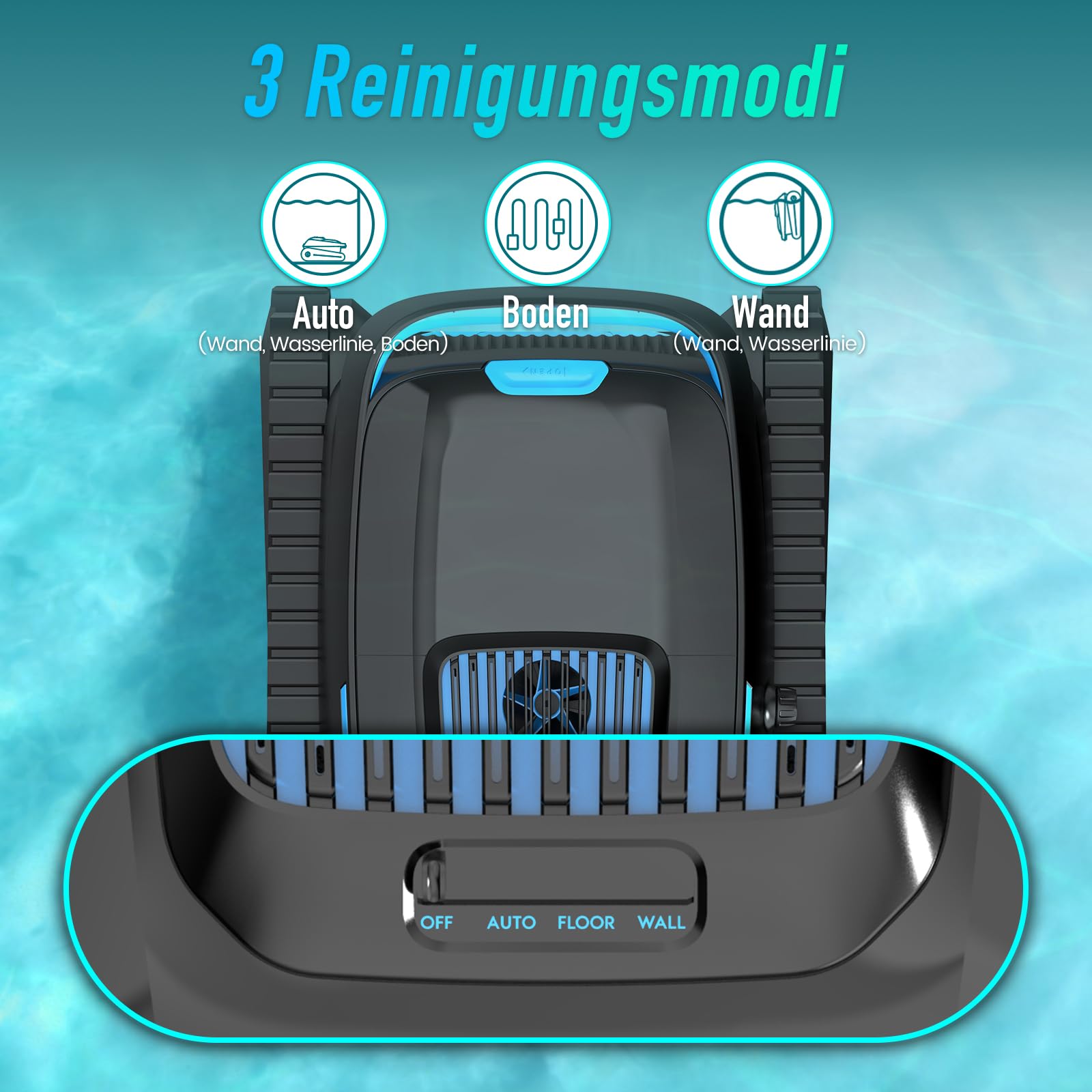 (2026 Neu) Poolroboter Boden und Wand Wasserlinie Poolsauger Akku | PC10 Poolroboter Kabelloser, 18927 LPH, Intelligenten Navigation, Wandklettern, Poolreiniger für Pools bis 170㎡