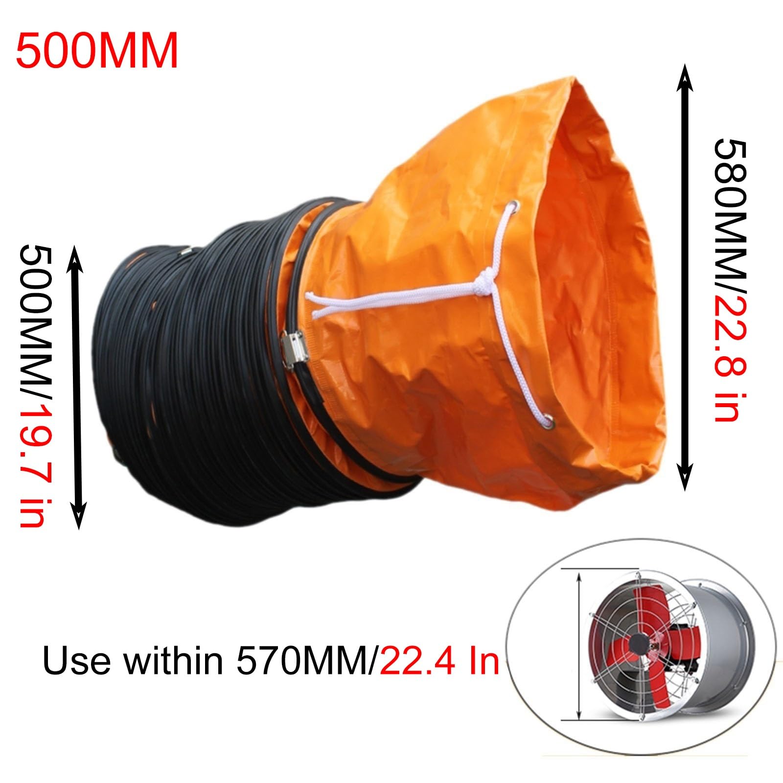 tubo flexible campana extractora Manguera Flexible De PVC Comercial Para Extractor De Aire, Extensible Conducto De Ventilación De Alta Temperatura, Manguera Extractora De Ventilador(Dia-300mm,L-10m)