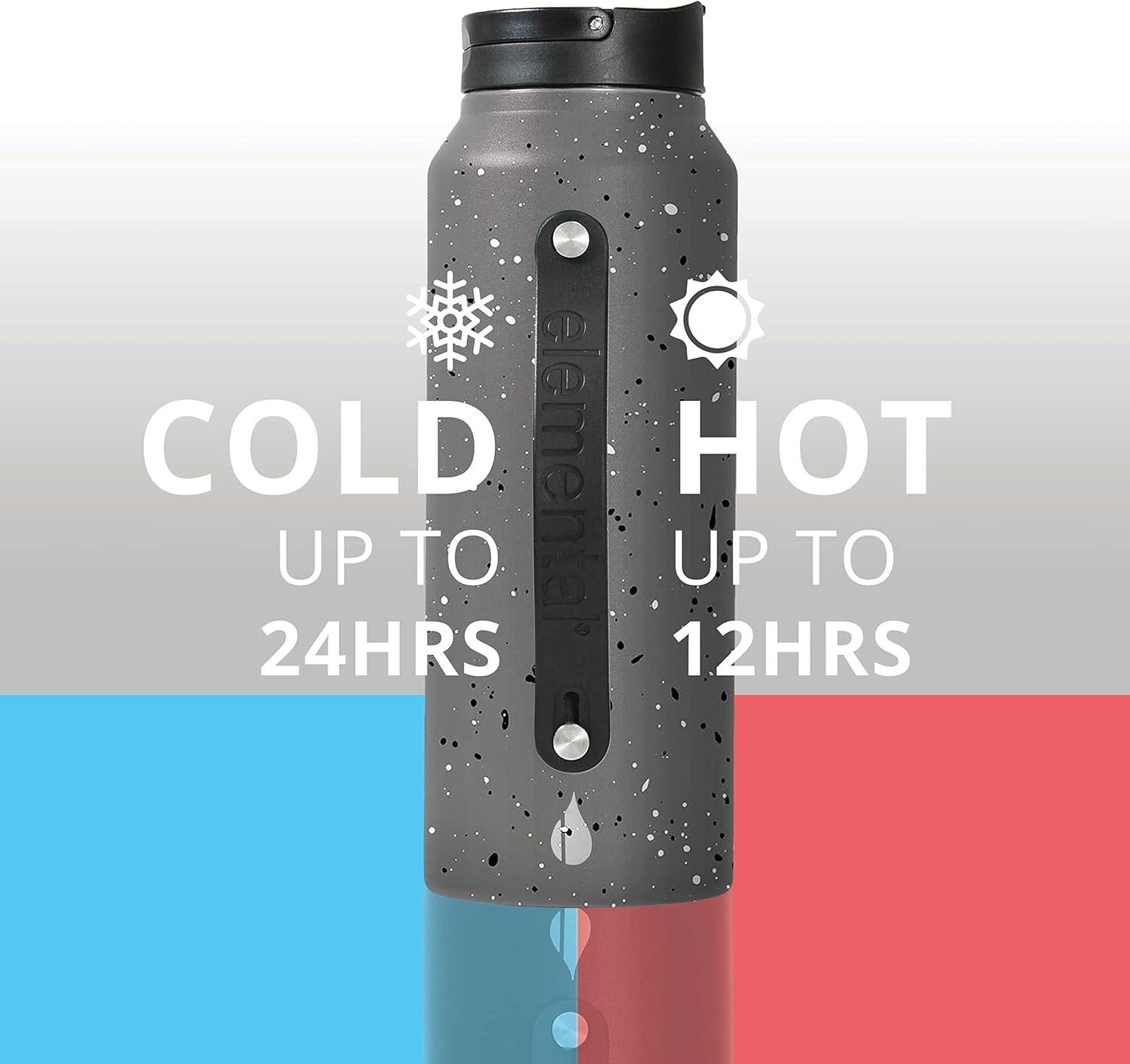 Elemental Iconic Stainless Steel Water Bottle with Straw - 32 oz Leak Proof Triple Wall Insulated Water Bottles for Travel and Sports - Reusable Gym Water Bottle with 2 Straws - Speckle Grey - Image 7