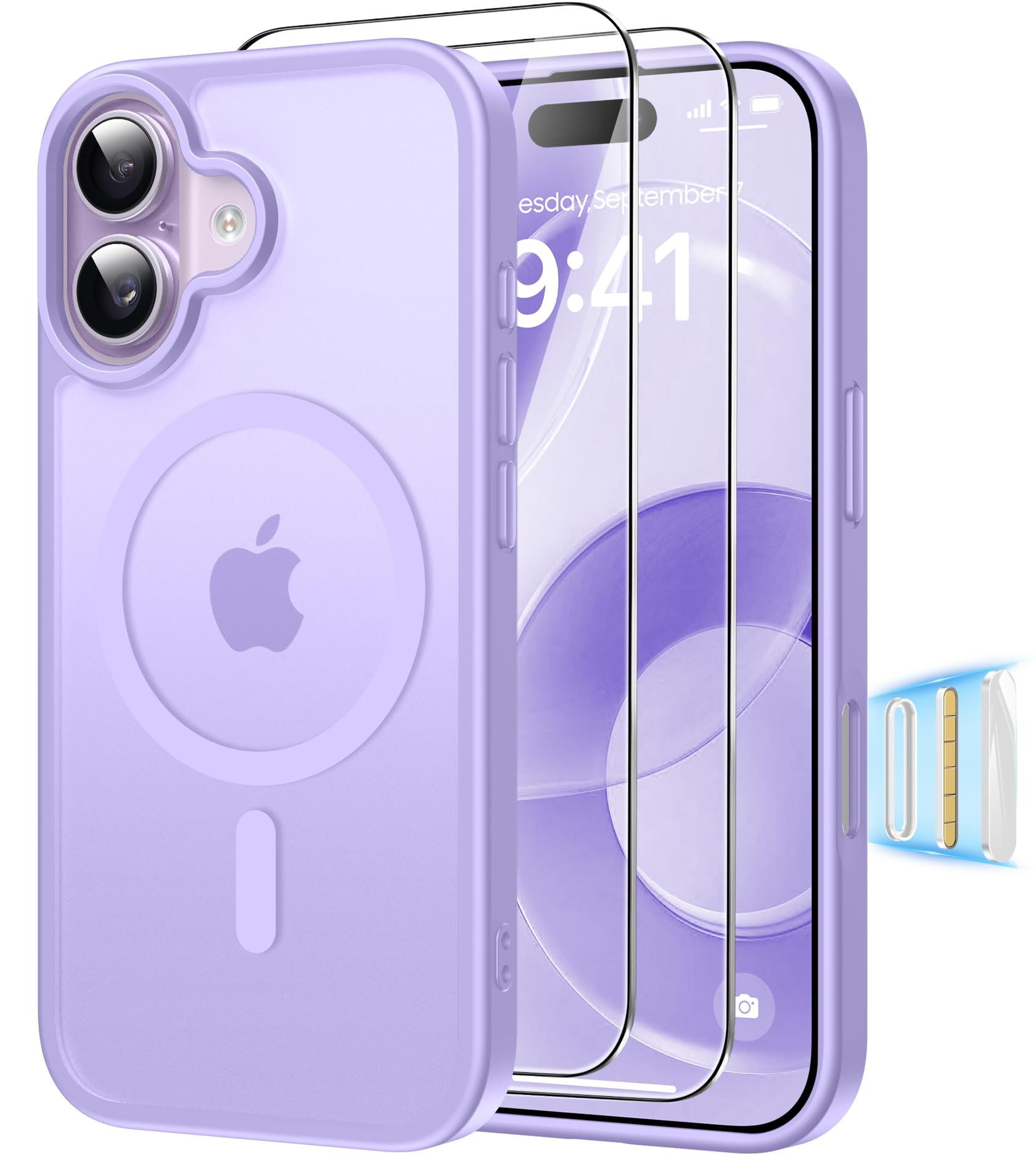 Magnética Funda para iPhone 17 Pro Compatible MagSafe con 2 Cristal Templado, Control de Cámara, Protección Carcasa Antigolpes Anti-Amarillo Tapa Case iPhone 17 Pro, Transparente — view 11