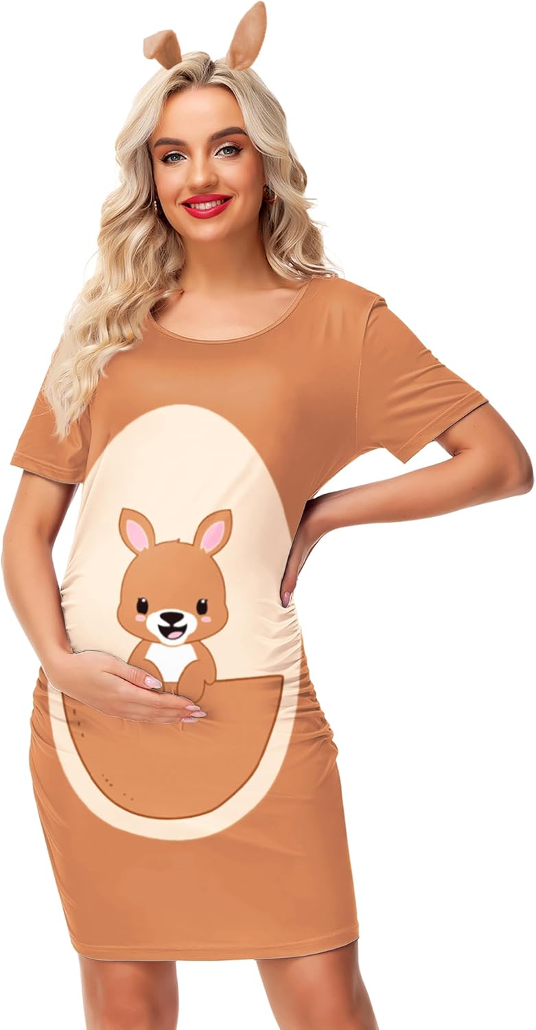 Deerose Womens Halloween Maternity Costume Pregnant Mini Dress Holiday Party Outfit