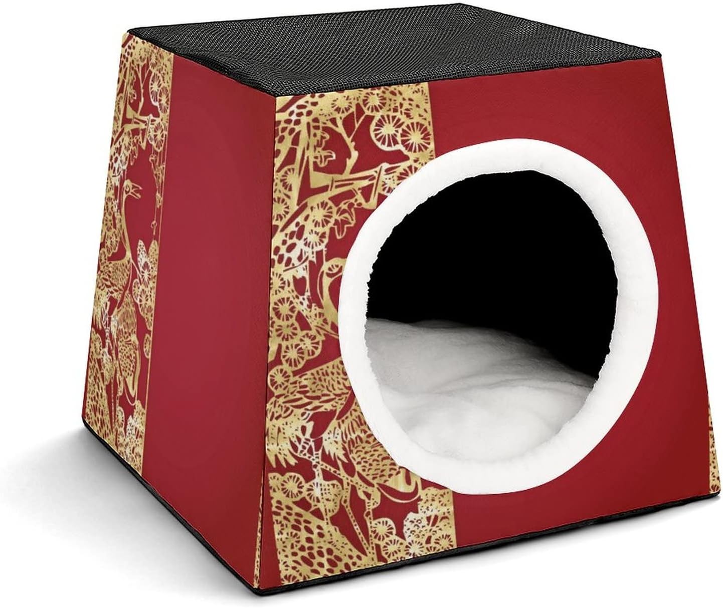 Pet Capsule Waterloo Printed Cat House Bed Sofa Indoor Cats Cube for Small Dogs Kitty Chinese Style Crane