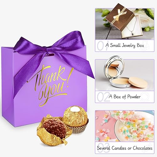 Miniatura 2 de Paquete de 60 pequeñas bolsas de regalo de agradecimiento, 4.5 x 1.8 x 3.9 pulgadas, cajas de regalo de fiesta con cinta de lazo, pequeñas bolsas de