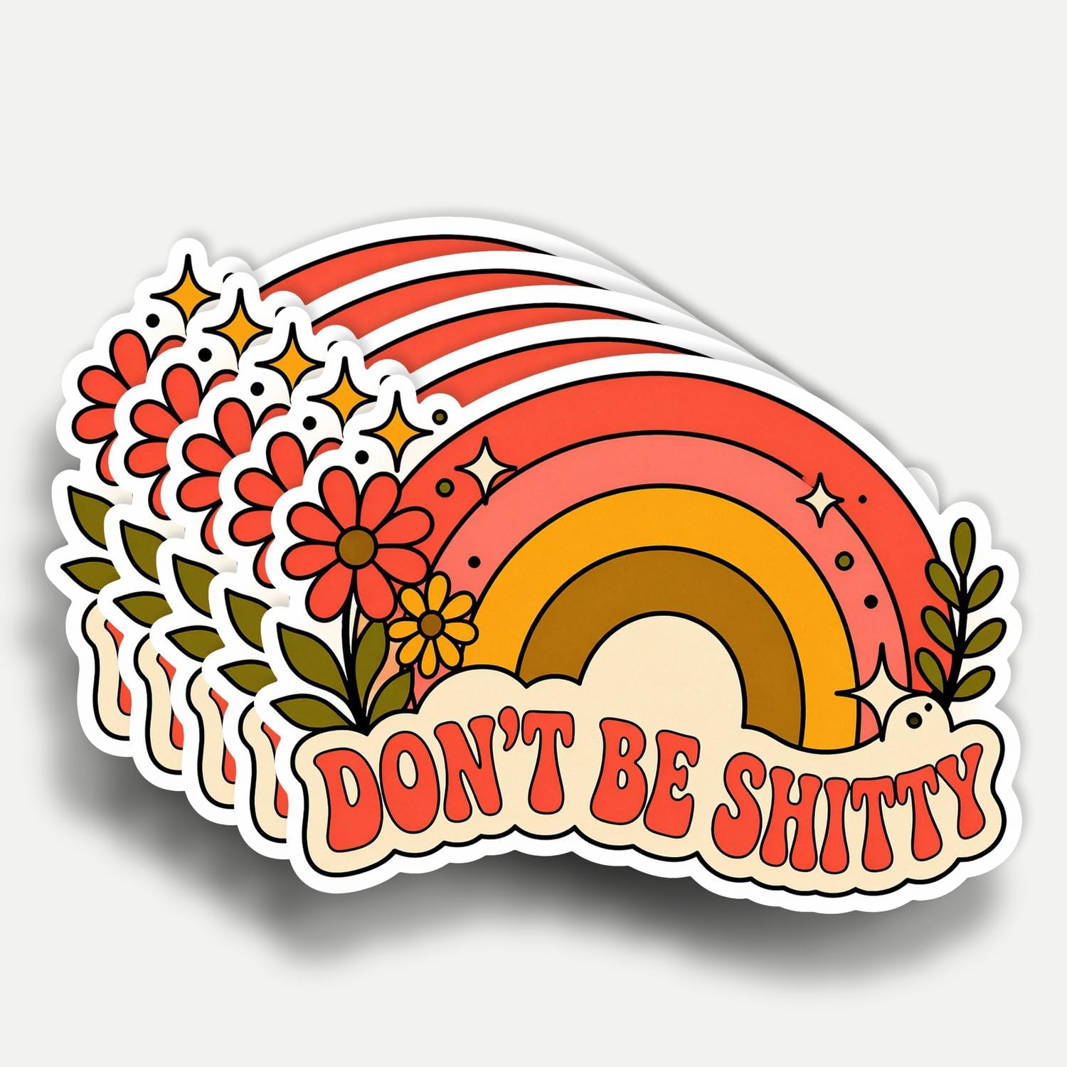 Photo 1 of (5Pcs) Don't Be Shitty Rainbow Sticker 3 Inch, Big Moods Stickers, Don't Be an Assquach Sticker, Waterproof Vinyl Decal for Water Bottle Laptop, Car, Phone, Book