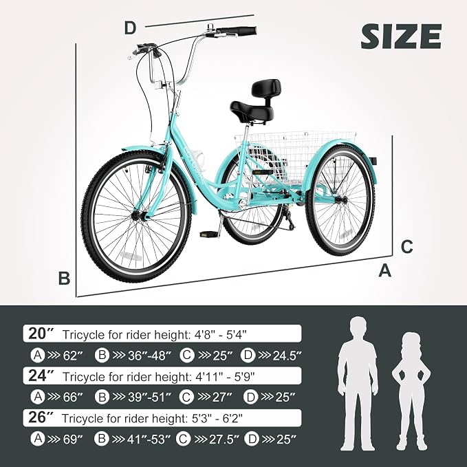 Triciclo para adultos ABORON 24 pulgadas 7 velocidades miniatura 8
