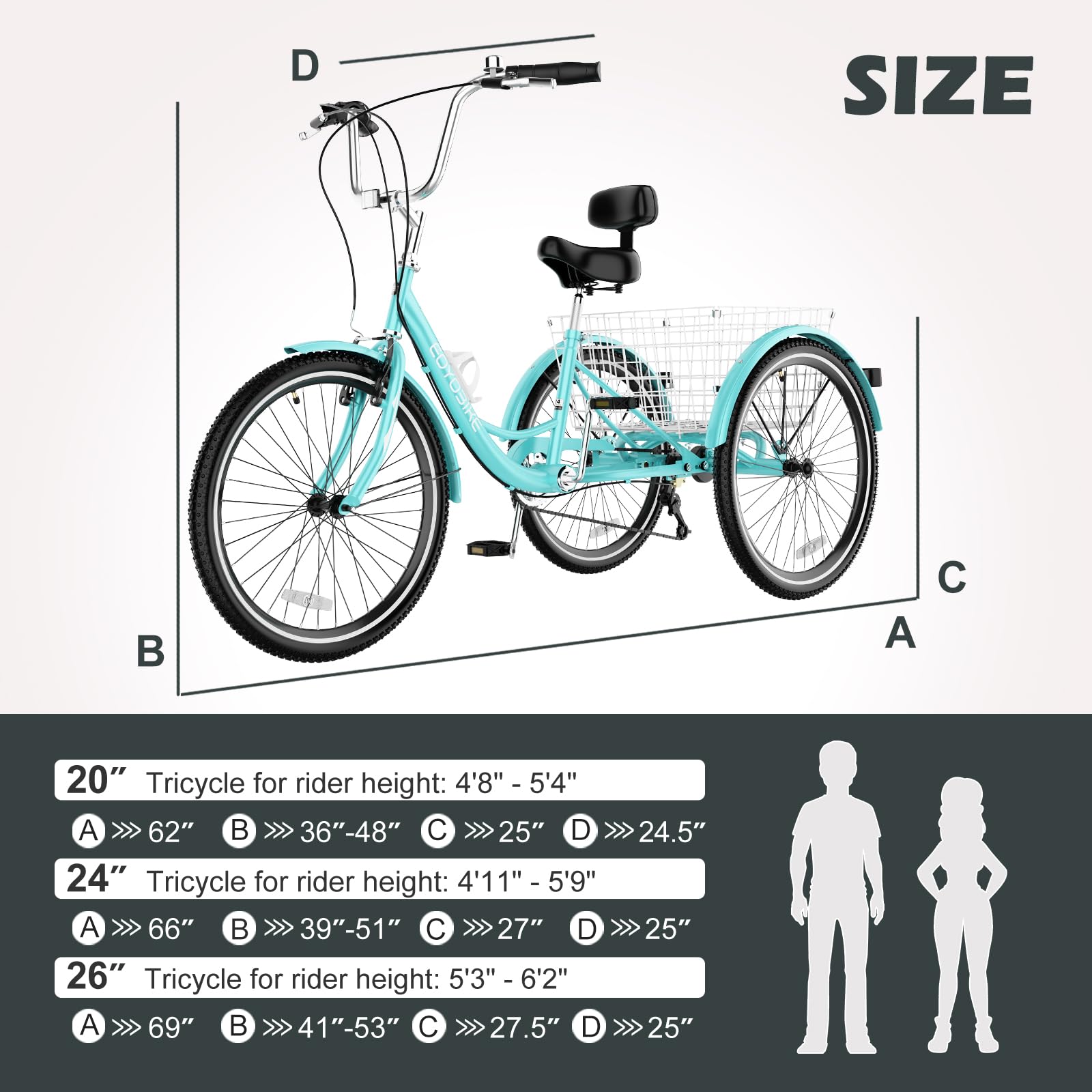 Amazon | H&ZT 大人用三輪自転車 三輪自転車 トライククルーザーバイク 