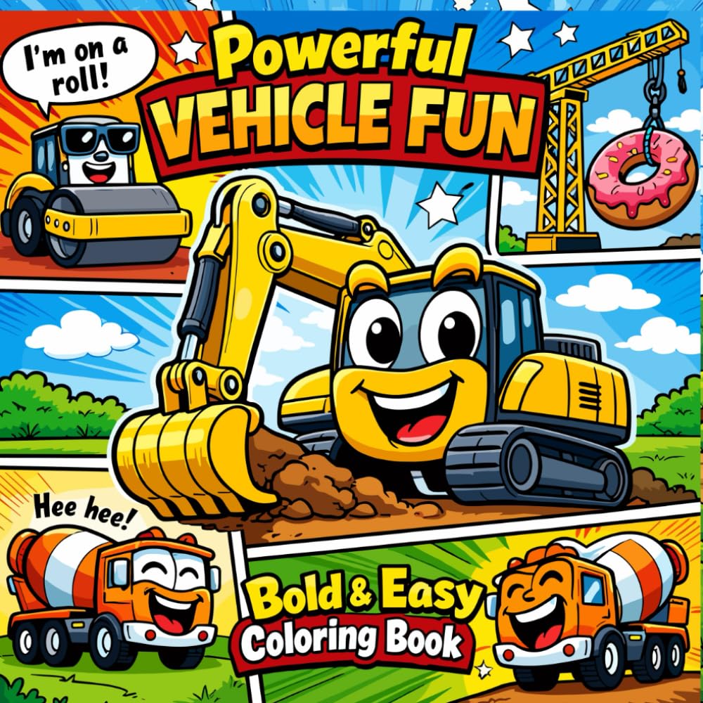 VEHICLE FUN: Construction Vehicles Coloring Book, Activity book for Kids Ages 5–10: Powerful VEHICLE FUN Featuring Excavators, Dump Trucks, Cranes & Heavy Equipment