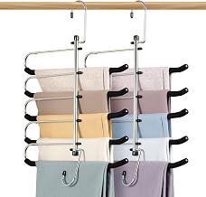 Space Saving Clothes Hangers, Non-Slip Clothes Hangers with Foam Padding, Multi-Layers, Organizer and Storage for Trousers, Scarves, Ties (Pack of 2)