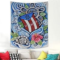 Vista 1 de Kizon Tapiz de Puerto Rico Boricua con bandera puertorriqueña para colgar en la pared, decoración del hogar, tapiz puertorriqueño para Puerto Sala