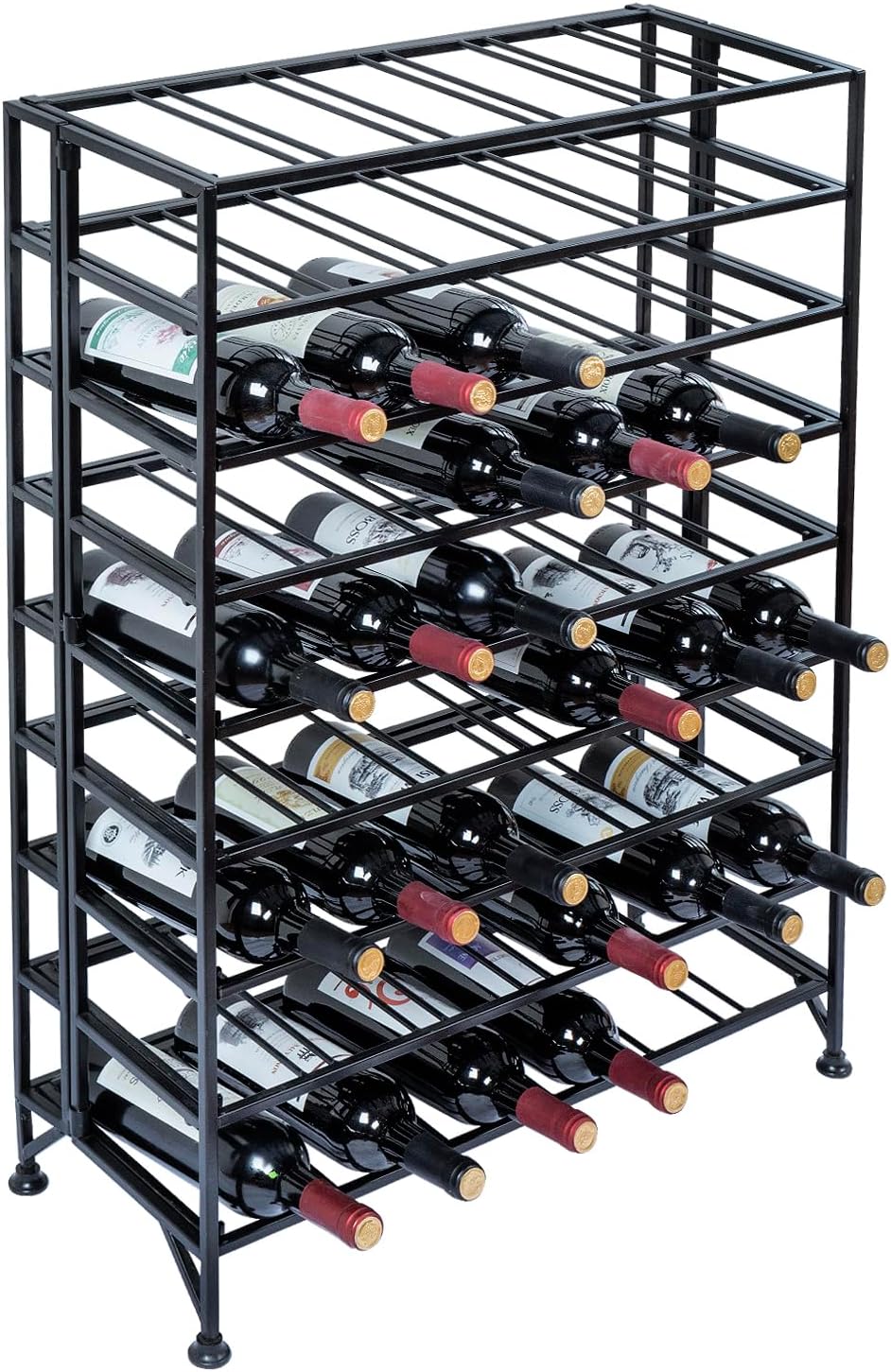Wine Rack Freestanding Floor,Gray Metal Wine Rack, 9 Tier Wine Stand,Wine Storage Holds up to 54 Bottles,No Assembly Required Black