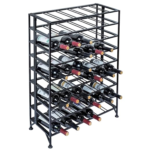 Wine Rack Freestanding Floor,Gray Metal Wine Rack, 9 Tier Wine Stand,Wine Storage Holds up to 54 Bottles,No Assembly Required