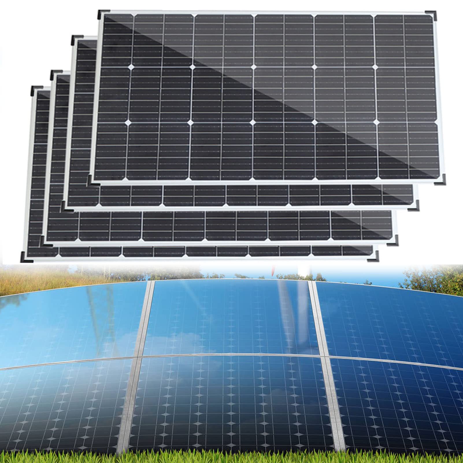 MIIZOO Monocrystalline Flexible Solar Panel Kit with 40A Solar Controller for Home, Caravan and Boat (Fourpieces)
