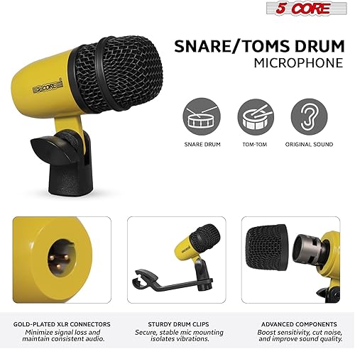 Miniatura 45 de 5 CORE Kit de micrófono de batería de 7 piezas All Metal Drummer Mics Tom/Snare & Cymbals Professional Wired Instrument Drums Set Microfonos Incluye