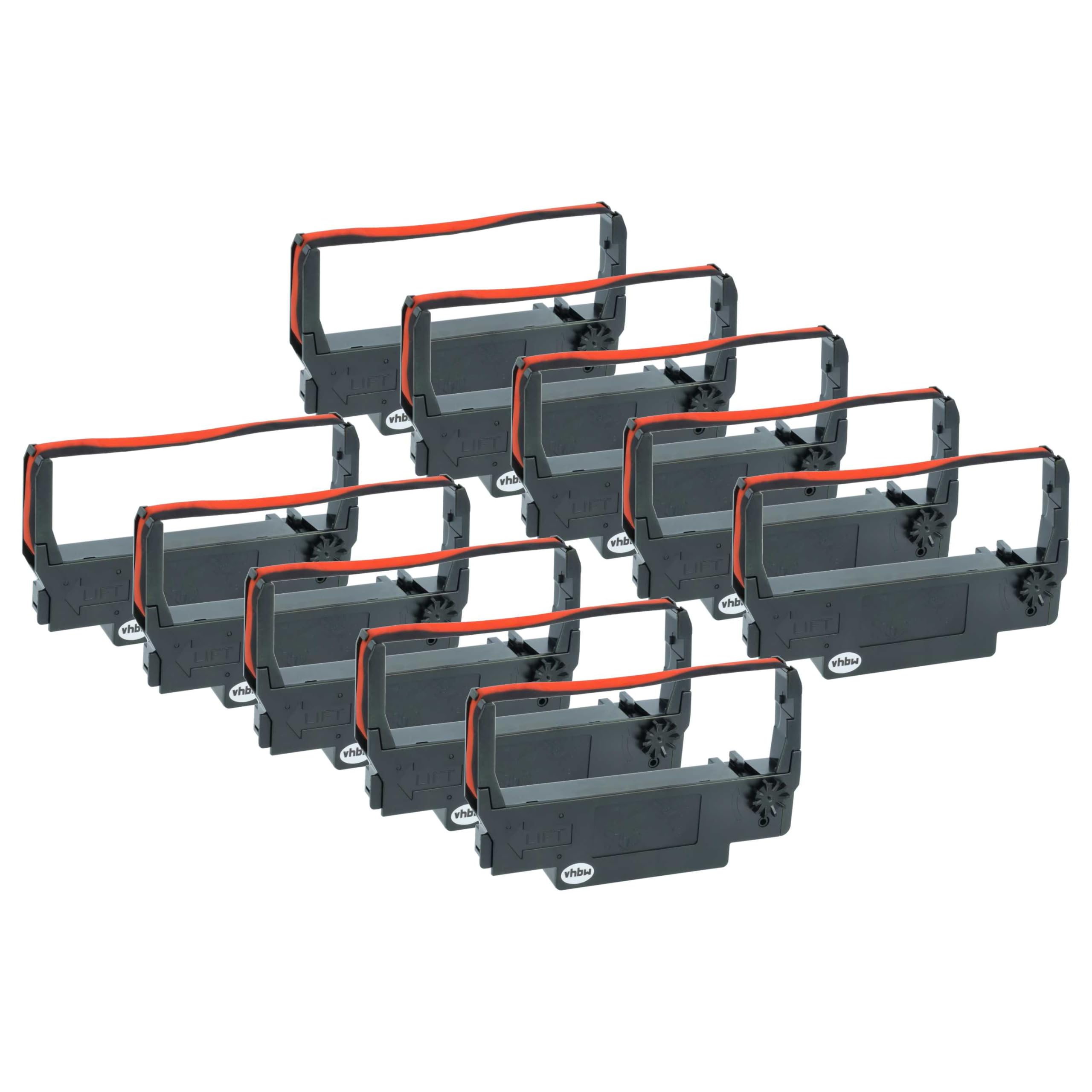 vhbw 10x Farbband Schriftband kompatibel mit Bixolon SRP 275, SRP 270 Nadeldrucker, Bondrucker - Schwarz, Rot