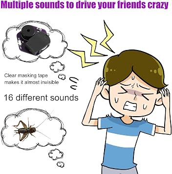 Cricket Noise Maker Prank, Hexagonal Geometric Prank Device with 16 Sounds Hidden Annoying Noise Machine for Parties Office Home School & Car (Purple)