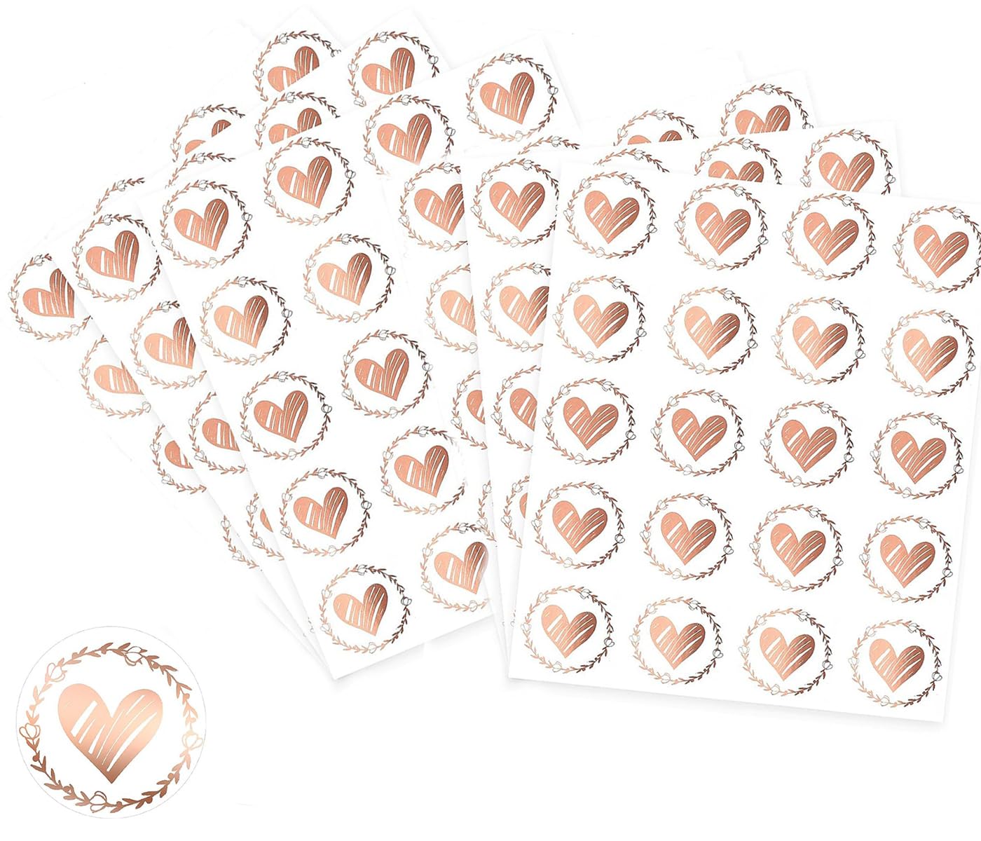 120pcs Pegatinas de Sellos de Sobre, Pegatinas Corazón Cierre Sobre, Pegatinas Autoadhesiva para Sellar Sobres para Invitaciones de Boda Manualidades,en Forma de Corazón Patrones Pegatinas (rosegold)