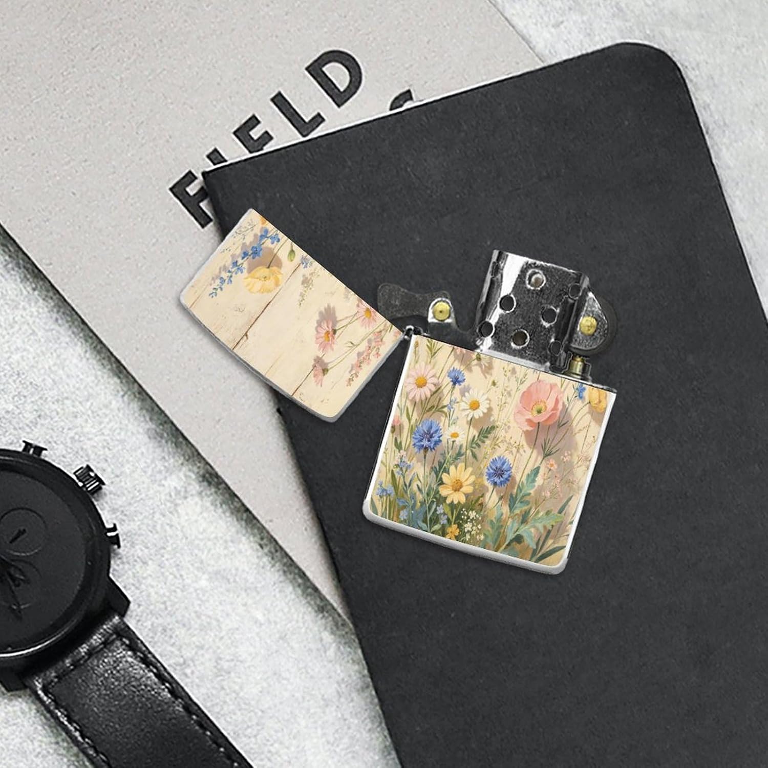 Vintage Wildflower Bouquet Metal Lighter Case Cover Lighter Sleeve
