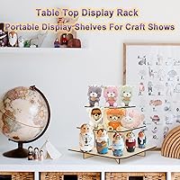 Vista 6 de Estantes de exhibición al por menor, soporte de exhibición para mesa de venta al por menor, estante de exhibición de madera de 3 niveles, estante