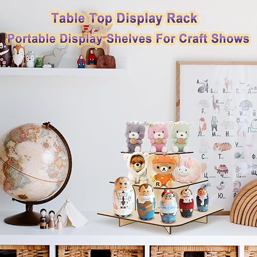 Miniatura 6 de Estantes de exhibición al por menor, soporte de exhibición para mesa de venta al por menor, estante de exhibición de madera de 3 niveles, estante