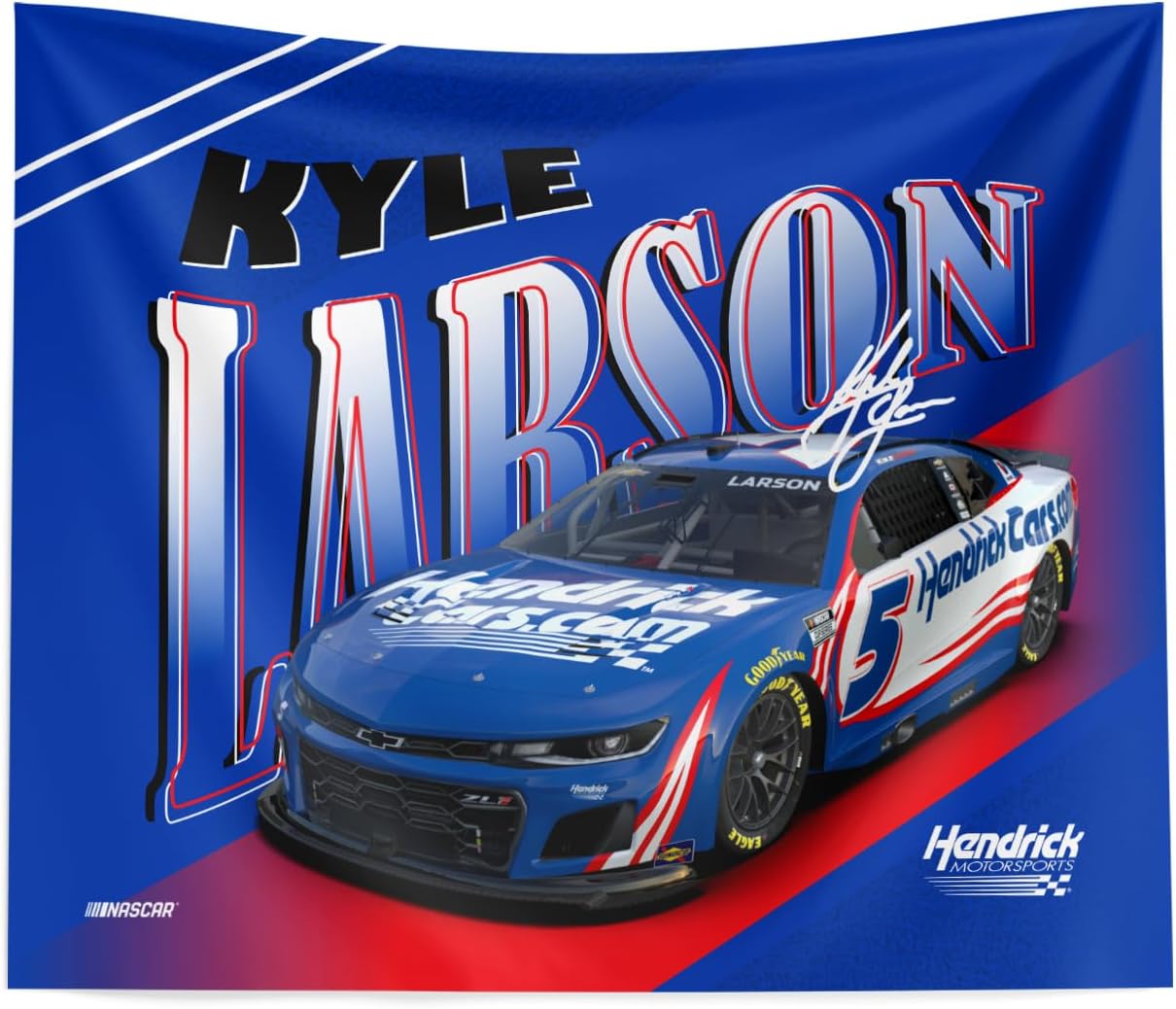 Northwest NASCAR Kyle Larson Comet Car Printed Wall Hanging Tapestry, 34 x 40 in, Woven Polyester Fabric, Decorative Fan Art for Bedroom Office Living Room