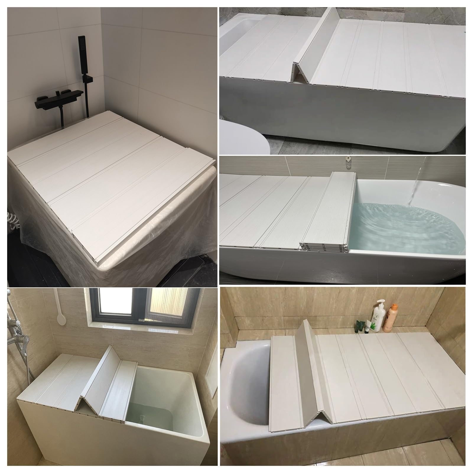 Vassoio da Vasca Pieghevole con Copertura Isolante - Antipolvere E Spessore 1,2 Cm - Perfetto per Bagni di Latte E Spa - Accessorio da Bagno Ideale per Il Relax, Bianco - 75X120X1,2 Cm
