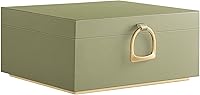 SONGMICS Sage Green 2-Layer Jewelry Organizer Box with Removable Tray, Floating Design, Necklace Hooks UJBC165C02