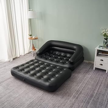 Inflatable Couch Air Sofa Bed, Blow Up Sofa for Camping Waterproof, Black