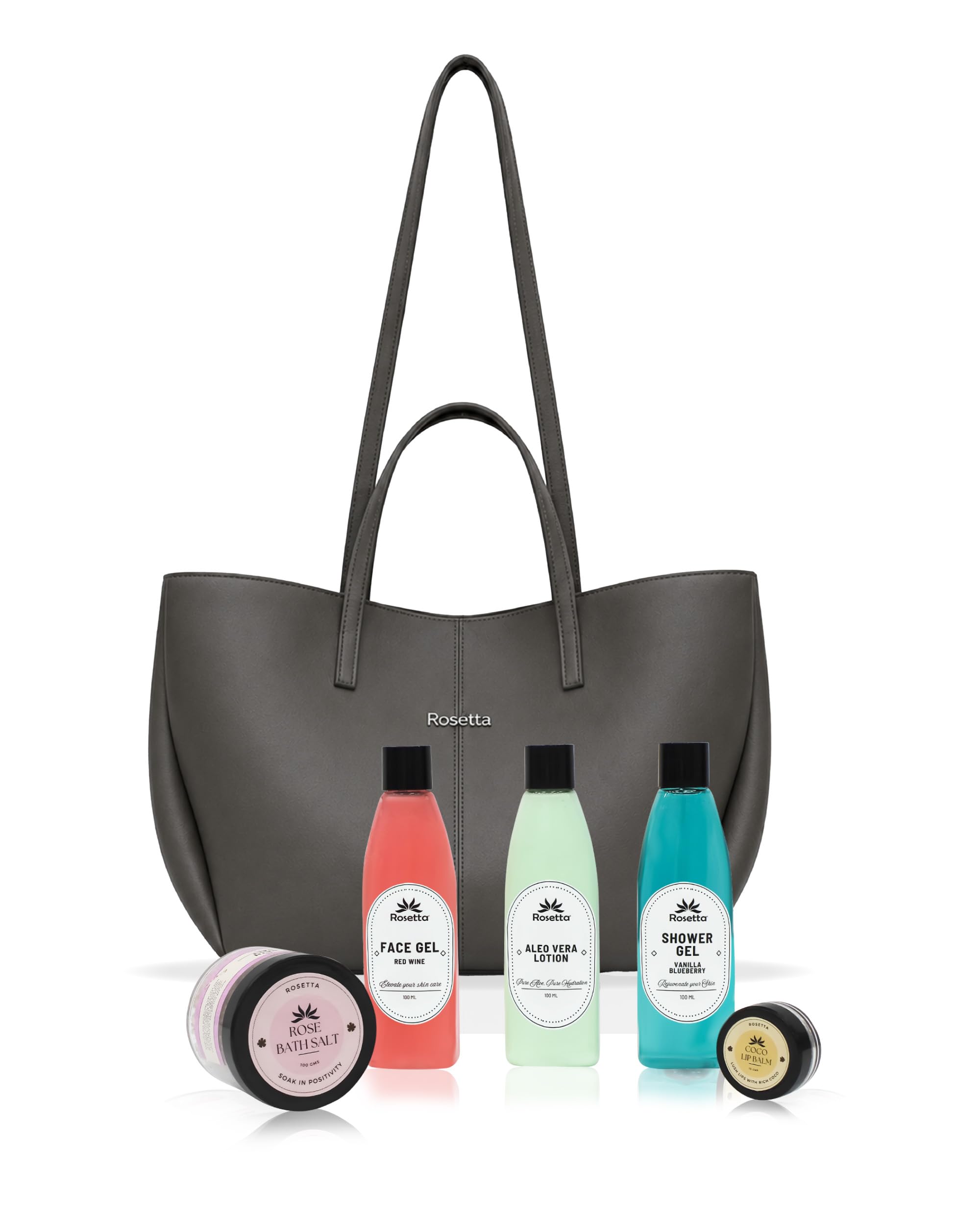 Rosetta Women's Grey Large Tote Handbag Combo with Beauty and Skincare Kit Spacious Shoulder Bag for Office Travel Shopping College Daily Use-image-28