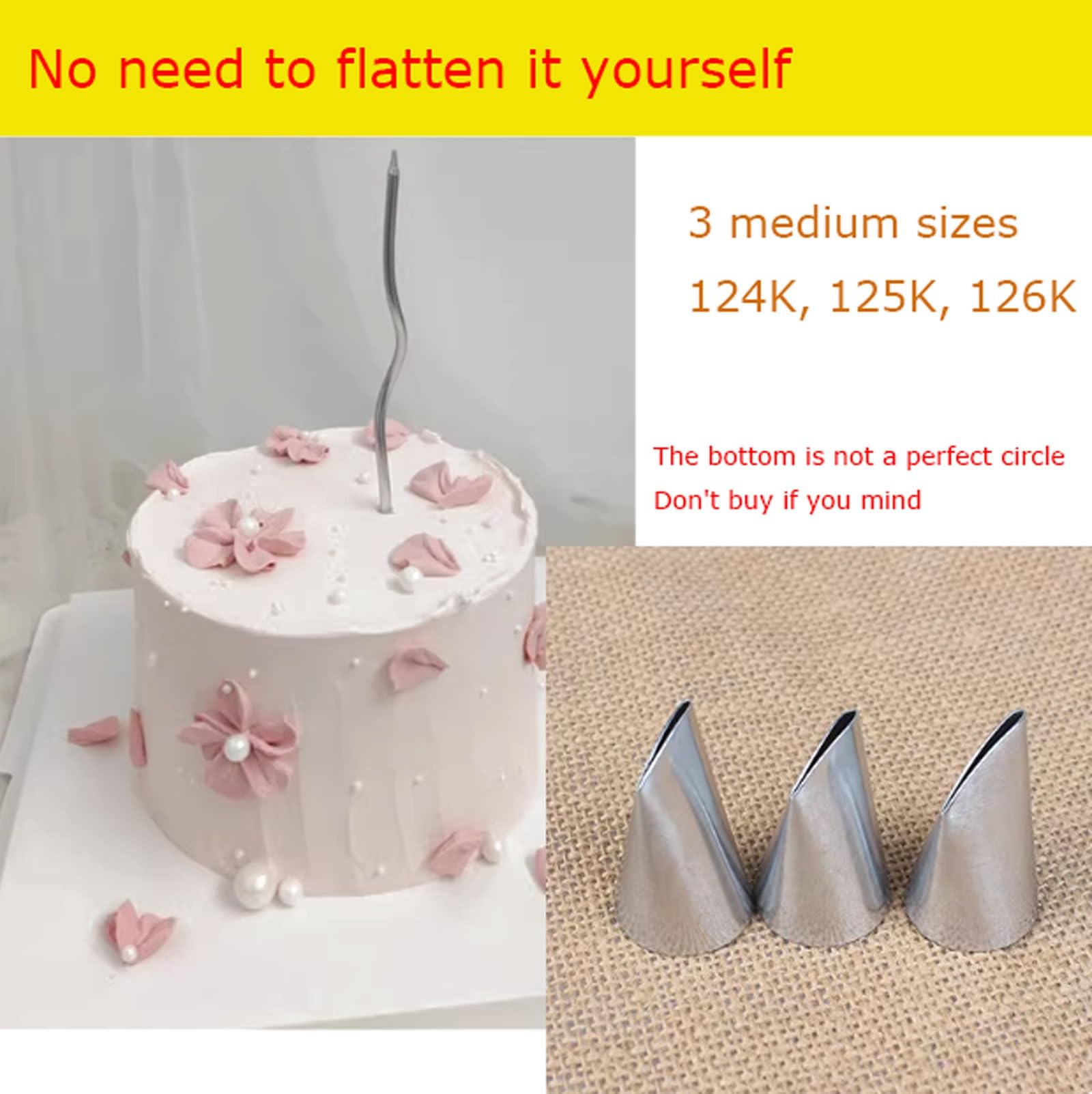 Juego de decoración Pasteles Rosas 3 Piezas Acero Inoxidable Compatible con Herramientas Profesionales for Hornear Crema Mantequilla Puntas pastelería