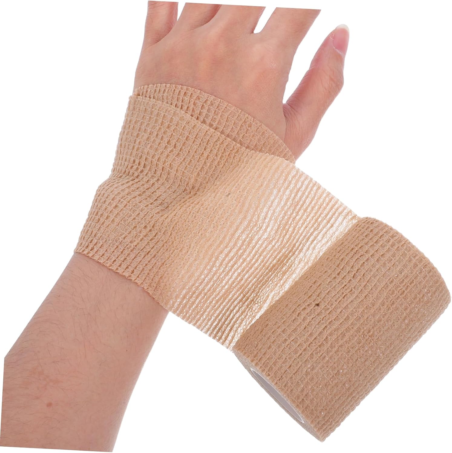 Generic 2pcs Self Adhering Skin Tone Bandages Elastic Non Woven Wrap for Fingers and Legs Breathable Sports Tape for Comfortable Support Without Sticky Residue