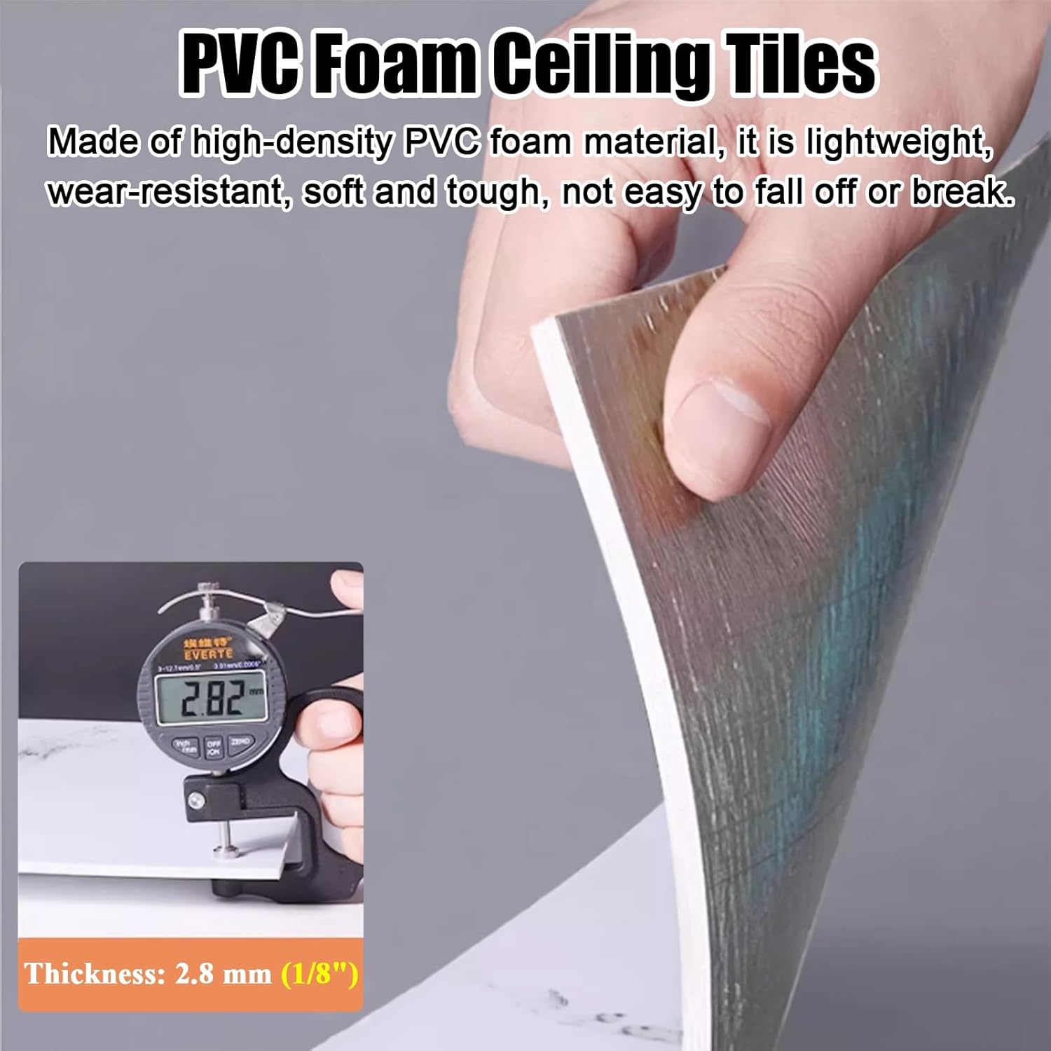 Kunovo Ceiling Tiles Peel and Stick Bathroom Ceiling Panels, Self Adhesive PVC Decorative Ceiling Tiles - Waterproof & DIY, Glue Up Wallpaper with Marble Texture(F,40pcs)