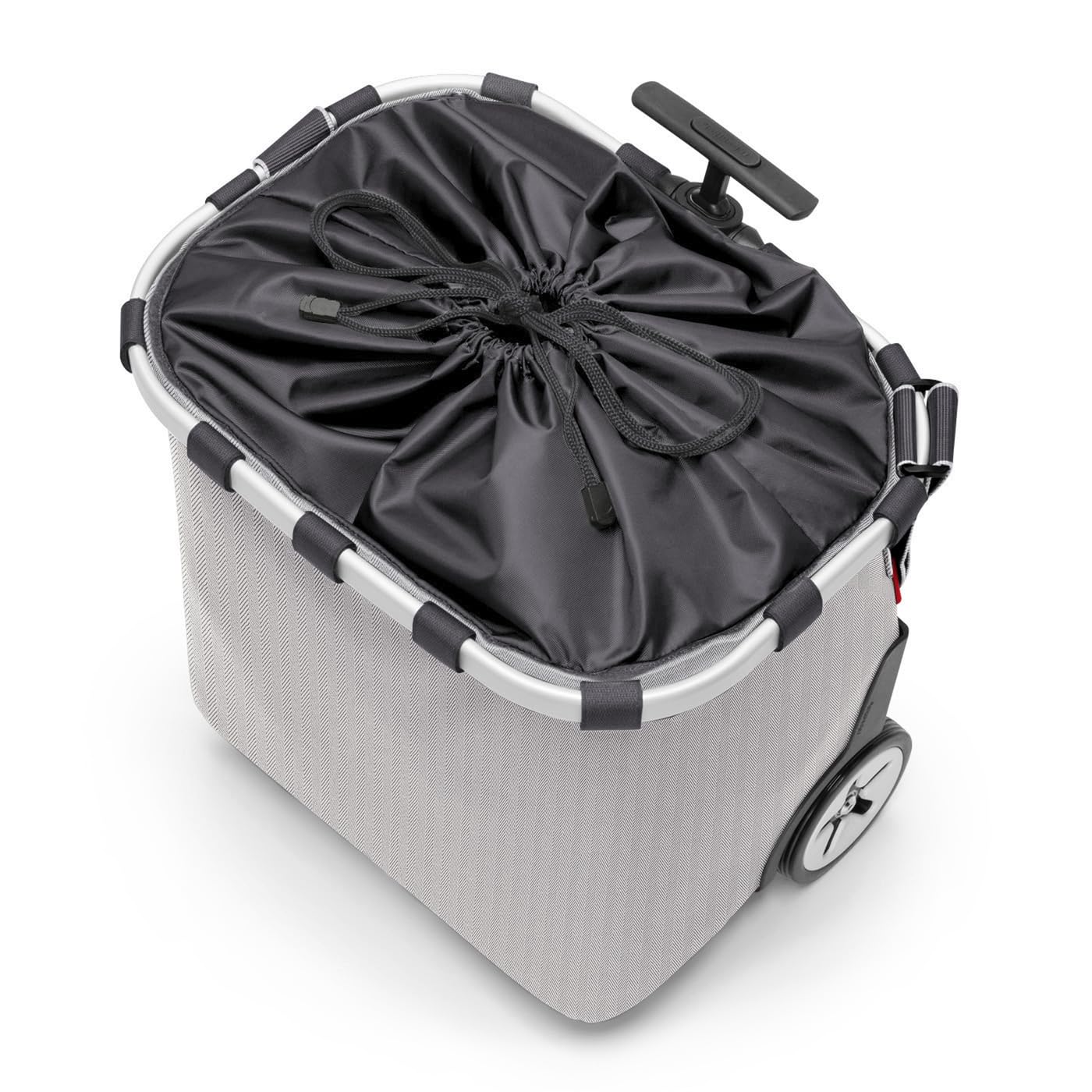 reisenthel carrycruiser Tragbarer Einkaufstrolley mit stabilem Aluminiumrahmen, Schultergurt und herausnehmbarer Netz-Innentasche Aus wasserabweisendem Material, Couleur: Herringbone Grey