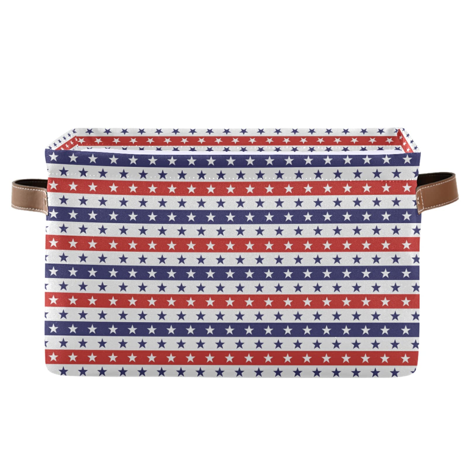 Large Storage Basket Stars American Flag Foldable Storage Box Organizer Bins with Handles for Bedroom Home Office