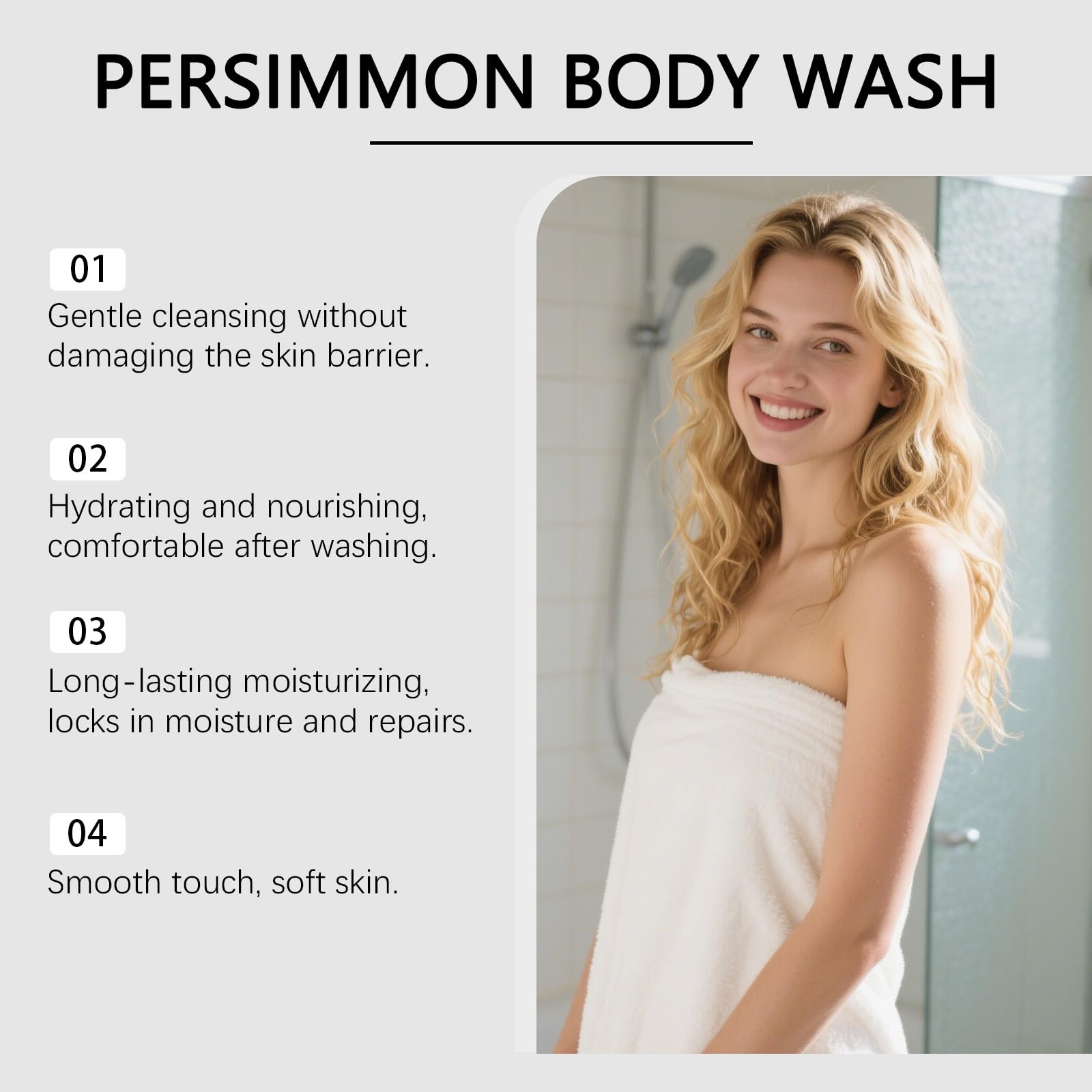 Gel Doccia al Cachi, Detergente Corpo Idratante e Delicato che Neutralizza gli Odori Estratto Naturale di Cachi, Gel Bagno Delicato per Uso Quotidiano Uomo e Donna, Tutti i Tipi di Pelle (3Pezzo)