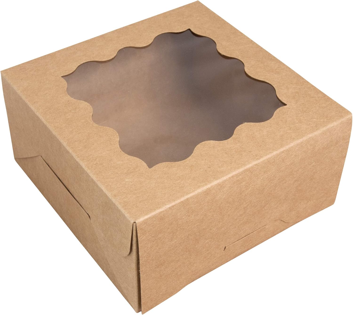 Enposmre 15-Pack Brown Bakery Boxes with Window 6x6x3 - Treat Boxes - Easy to Assemble Cookie Box- Pastry Boxes - Dessert Boxes - Donut Boxes with Window - Baked Goods Boxes