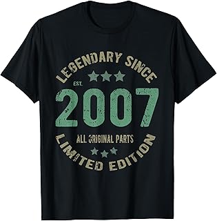 19 Year Old Bday Legend Since 2007 - Vintage 19th Birthday T-Shirt