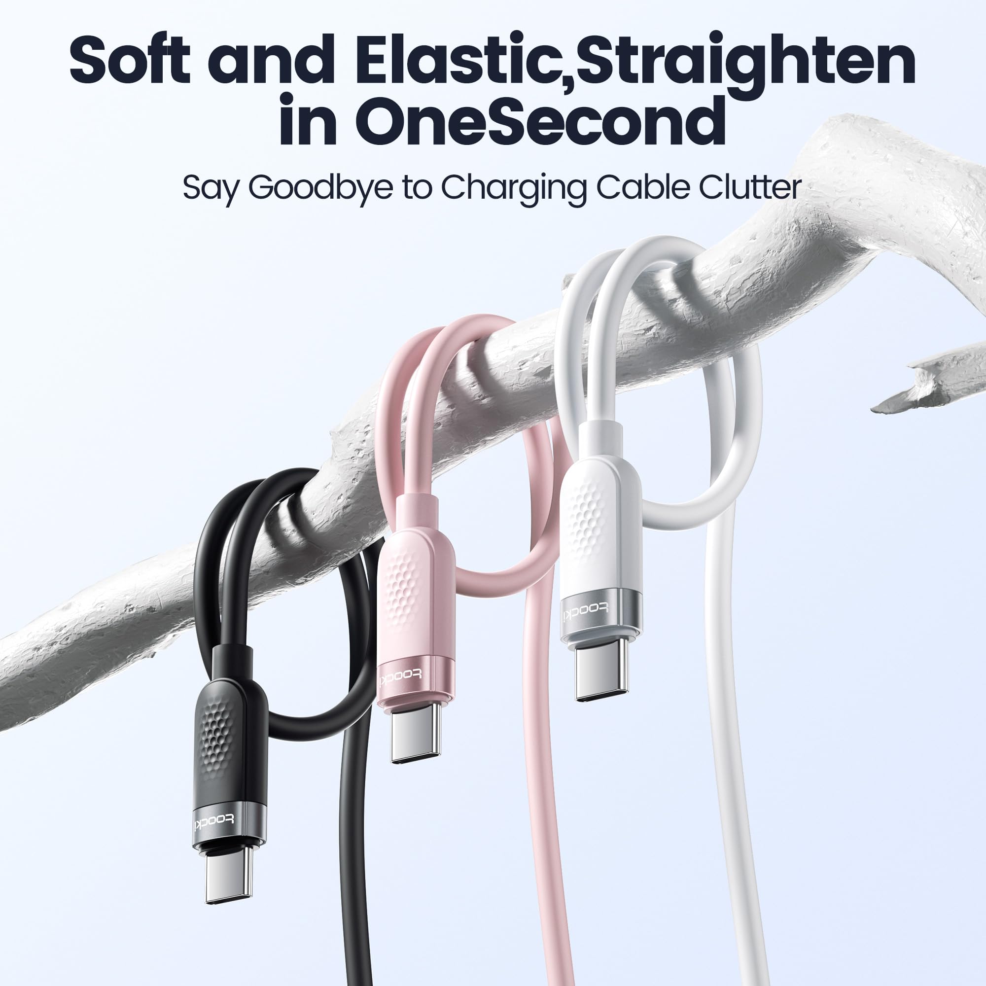 toocki Cavo USB C da 240 W, cavo di ricarica rapida in silicone, confezione