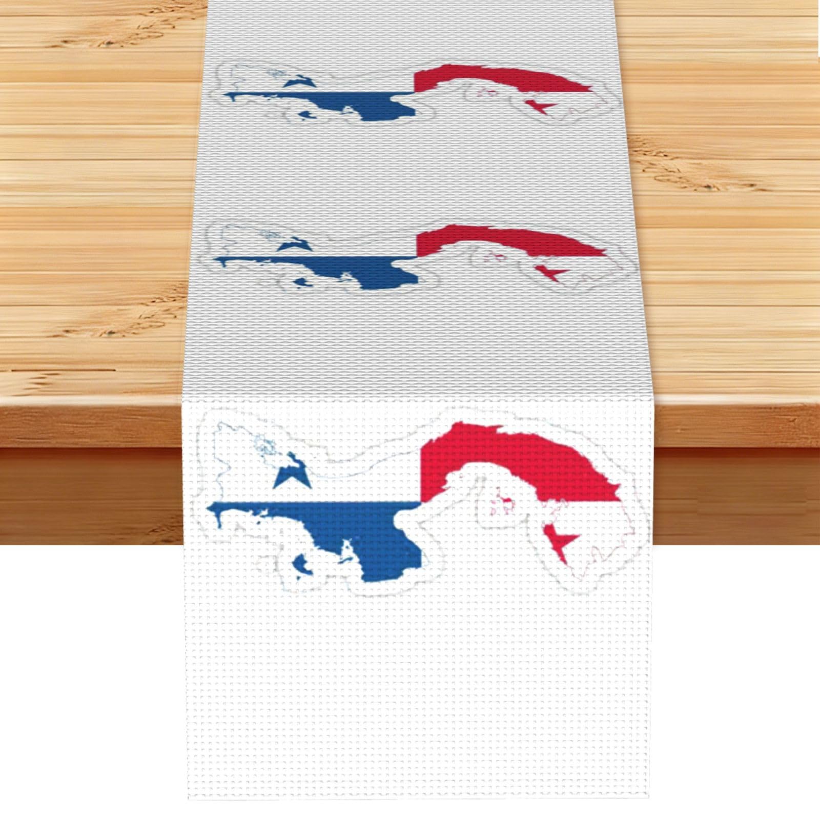 Panama Flag Map Printed Table Runner 13 x 72, Wrinkle Resistant Decor for Dining Table Coffee Table Fireplace