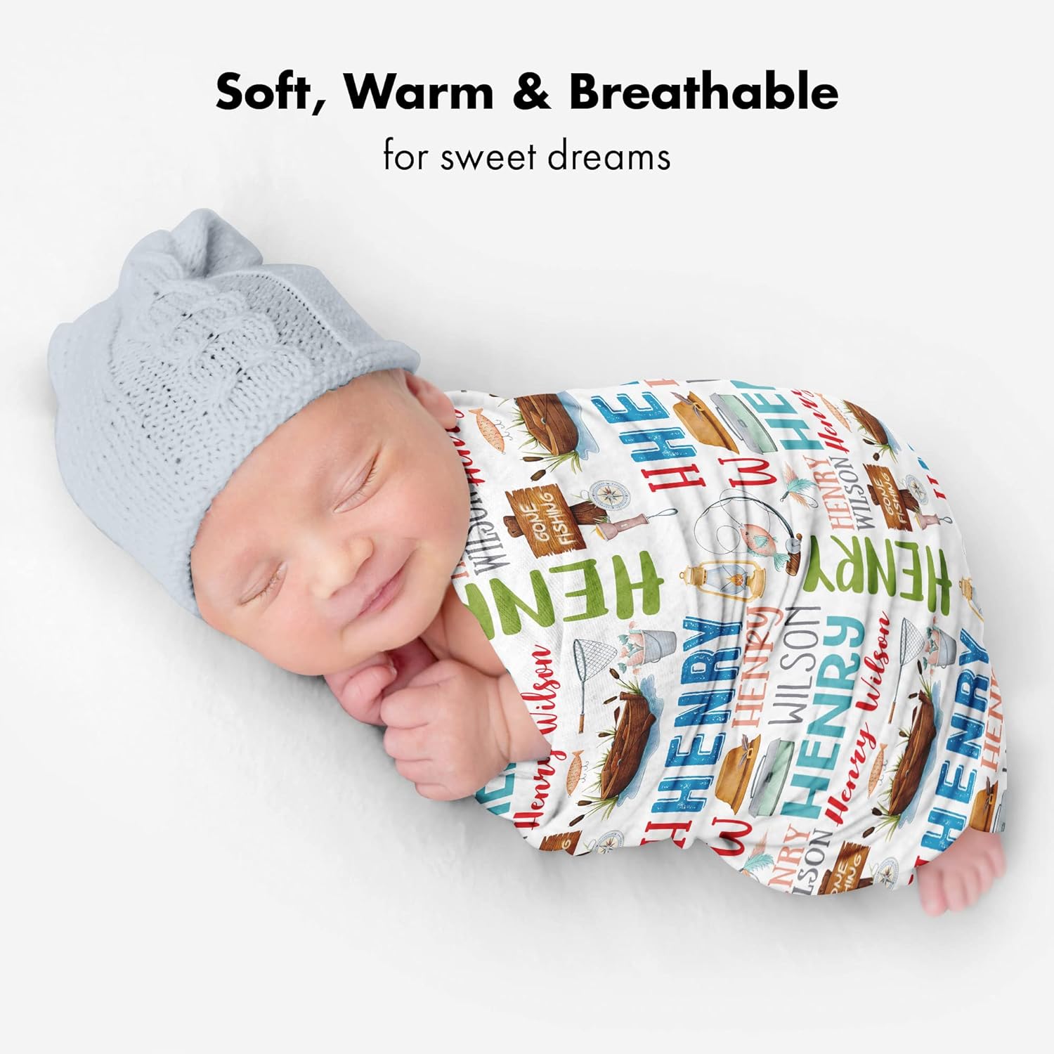 Personalized Fishing Adventure Baby Blanket, Custom Name Soft Fleece Throw, Outdoor Sports Nursery Theme, Unique Newborn Gift, Plush Angling Keepsake, Baby Shower Present, Cozy Crib Bedding