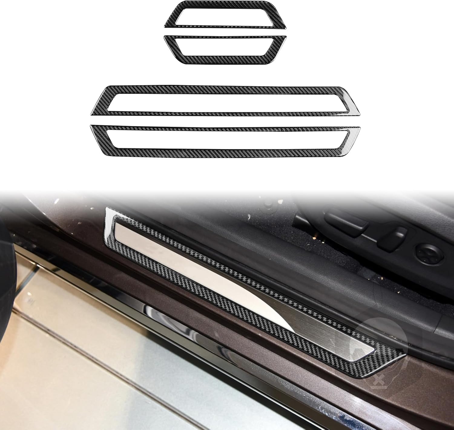 Car Front and Rear Door Sill Plate Door Pedal Panel Entry Guard Sticker Real Premium Carbon Fiber Decoration Trim Compatible with Hyundai Sonata 9th 2015 2016 2017 Interior Accessories Black