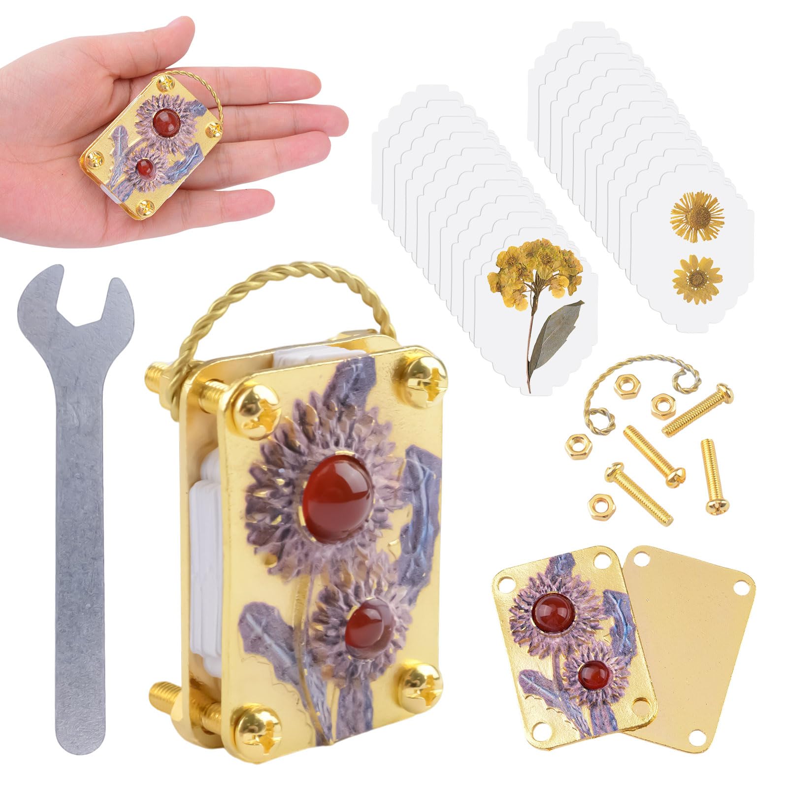 WANDIC Mini Metal Flower Press Kit,Pocket Flower Press Portable Pressing Machine for DIY Craft Making Art Projects Scrapbooking Bookmark